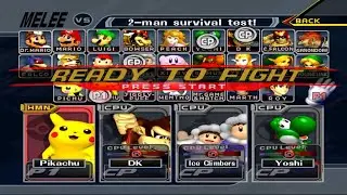 Pikachu VS DK VS Ice Climbers VS Yoshi | 2 Lifes | Super Smash Bros Melee Fight 272
