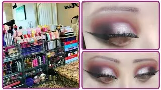 silver and purple glam smokey eye makeup tutorial/soft wearable purple glitter eye makeup tutorial