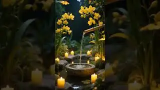 Tranquil Garden Water Sounds 🌼Sleep Music with Candlelight & Nature Ambience