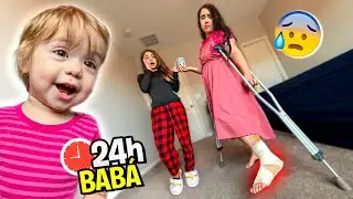 24 Horas SENDO BABÁ da MÃE com o PÉ QUEBRADO! Pai Também Vloga