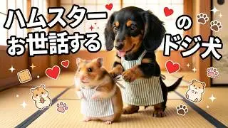 ダックスとチワワが出掛けるからハムスターのお世話を頼まれた弟子のブラタンくん