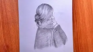How to draw girl  hiding face ||girl back side drawing ||drawing easy