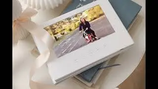 Digital Memorial Book with Tribute Video, in White Leather