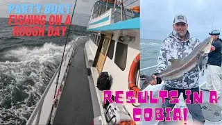 Party Boat Fluke Fishing in Rough Conditions Results in Cobia!