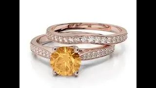 AGnSons RGold Citrine Bridal Set Ring 2053