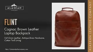 Flint Cognac Brown Leather Laptop Backpack - In Function