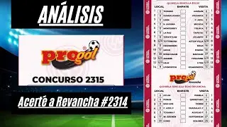 Progol 2315 An&aacute;lisis con 11 Dobles, Reducidas a 44 Quinielas Sencillas. ACERTE A REVANCHA 2314.