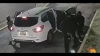 Footage of suspects and vehicle involved in mass shooting at Miami rap concert