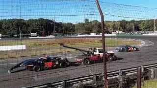 Late model 100 lap show at evergreen raceway , Drums, Pennsylvania with crashes