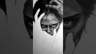 Conceptual Charcoal Portrait Art | Angry Face with Hidden Emotions#shorts#artwork#art#drawing#sketch