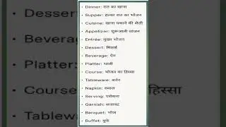 Part -1 Dinner related words meaning. #natureacademy #english #englishlanguage