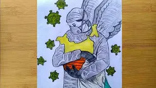 Coronavirus Awareness Pencil Drawing step by step \ Coronavirus Drawing