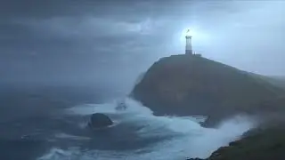 Lighthouse in a Violent Ocean Storm 🌊⚡ Rain, Wind, Waves | Dark Cinematic Ambience