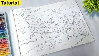 Rath Yatra Drawing Easy/ Rath Yatra Special Scenery Drawing/ Lord Jagannath Drawing