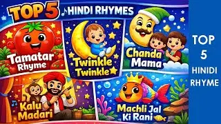 Top 5 Kids Rhymes in Hindi 🎶 | Machli Jal Ki Rani 🐟 | Chanda Mama | Tamatar🍅 Twinkle Twinkle