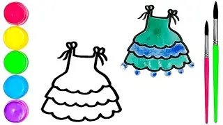 How To Draw  cute Dress Drawing, Painting & water Coloring For Kids and Toddlers_🌈🎨