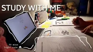 Late night 📚 Study with me - 50 mins | Background noise 🌧 ,  no music | pomodoro 50/10