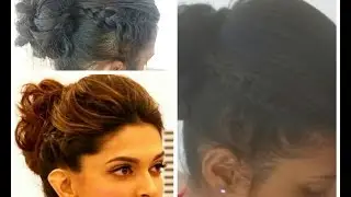 Hairstyle inspired by Deepika Padukone | Side Braid | Prom Hair | Messy bun