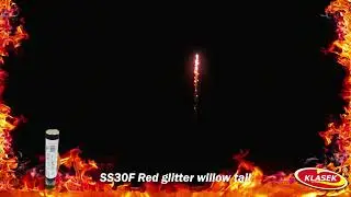 SS30R Red Glitter Willow Tail Single Shot from Klasek @fireworkcrazy