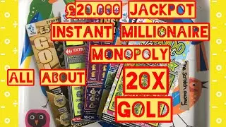 All About &pound;5 Scratch Cards, Instant Millionaire, &pound;20.000 Jackpot, Monopoly, Gold , 20x. &pound;25 in play
