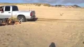Duramax pulls out Dodge ram 2wd stuck in sand at Pismo beach