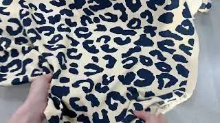 Organic Cotton Heavy Sweatshirt Jersey - Cream/Prussian Blue Leopard Print