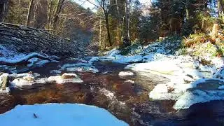 Calming Winter Forest River. Relaxing Nature Sounds. (10 hours). White noise for sleeping.