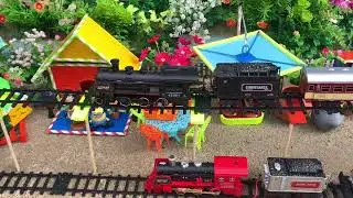 Construction Vehicles Sand Trucks, Rescue Cars - Build A Sky-High Train System - Funny Stories Truck