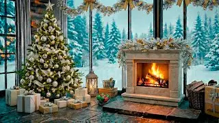 Relaxing Christmas Jazz Caf&eacute; ❄️Smooth Jazz 🔥 Lofi Music Fireplace Ambience for Relax & Focus & Study