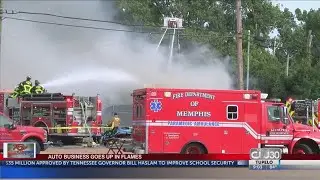 Memphis Firefighters Battle Fire At Local Used Car Lot