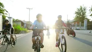 Take a bicycle ride a long the road in the morning Vientiane capital to sangthong about 40 km