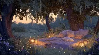 1940s oldies playing in another room | fantasy countryside night, cozy for study, relax