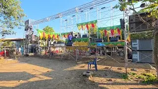 ติดตั้งเวที ที่จ. ฉะเชิงเทรา เดินทางมาไกลยังมาเจอคนบ้านเดียว 