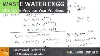 BOD GATE Previous Year Problem | Waste Water Engineering