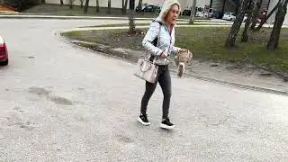 Nice blonde girl crushing food and feet Mercedes AMG GLC 43 1845 KG