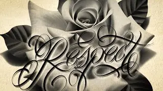 = RESPECT = Lettering Tattoo in Black&Grey Rose - Full Process (Procreate)