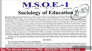 MSOE 01 Solved Assignment 2024-25 | MSOE 01 Solved Assignment 2024-25 In English | MSOE 1 Assignment