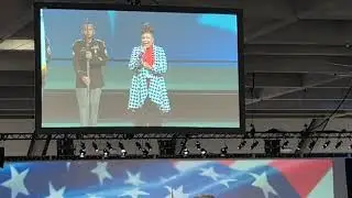 Karen Edwards sings National anthem at Educating for Careers conference