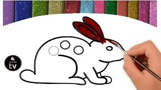 glitter bunny rabbit drawing and coloring for kids, |animal drawing books