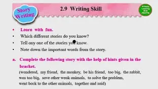 Unit 2.9 Writing Skills, The Elephant and the Friends lesson exercise, Std 2, Balbharati