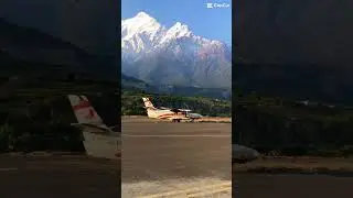 Jomsom airport with beautiful mt.nilgiri mustang Nepal 🇳🇵 #jomsomairport #annapurnacircuit