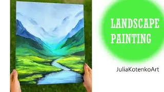 How to draw landscape painting / Demonstration /Oil Technique on canvas by Julia Kotenko