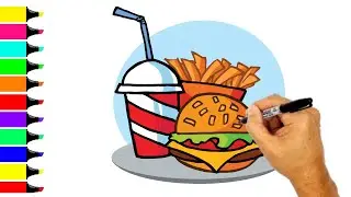 How to draw FAST FOOD / Junk Food drawing step by step