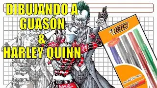 🖋️ Dibujando al Guas&oacute;n y Harley Quinn con Bol&iacute;grafos - DC Comics