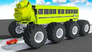 McQueen Transforming to GIANT SHREK BTR BIGFOOT in Teardown!