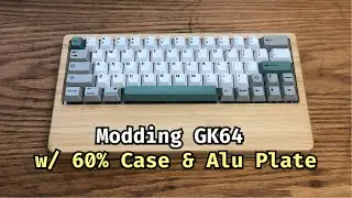 Модификация GK64 (применимо к GK64x/xs, GK61x/xs) с бамбуковым корпусом, алюминиевой пластиной и кейкапами из PBT