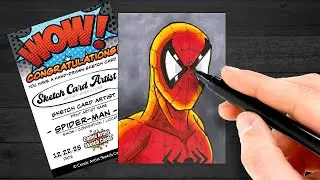 Turning a Blank Card into a Spider-Man Sketch Card | Timelapse