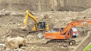 Stone and sand mining process #excavators #xcavator   #cat #caterpillar #dosan #komatsupc200 