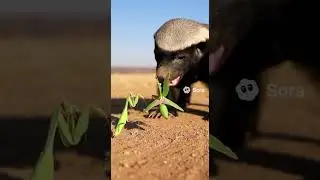 Honey Badger VS Sora Bugs!  #ai #sora #funny #prayingmantis #honeybadger