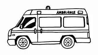 How to draw an Ambulance Car - Easy Ambulance Drawing - How to draw a car step by step